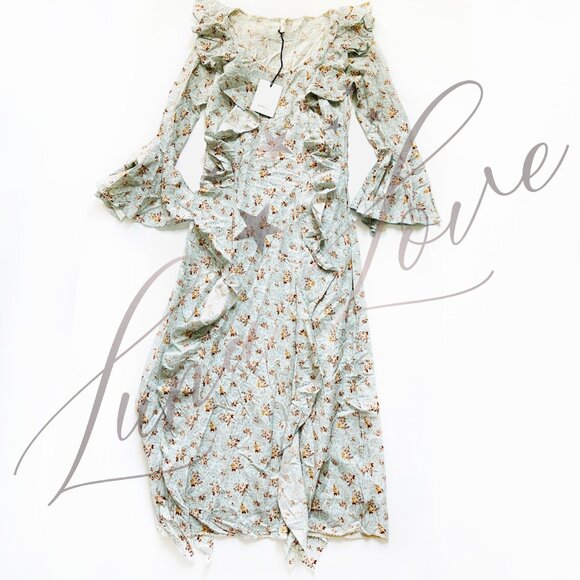 SPELL Fleur Frill Bias Maxi In Teapot Blue NWT - Picture 4 of 12